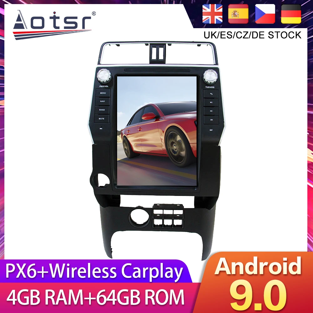 

Для Toyota Land Cruiser Prado 2018-2020 Tesla styel Android 9 автомобильный DVD GPS навигация Радио автостерео мультимедиа головное устройство