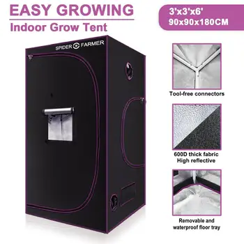 

3'x3' 90x90 cm Grow Tent Spider Farmer Indoor Hydroponic Plant Home Garden For Grow Light Reflective Aluminum Oxford Cloth Box