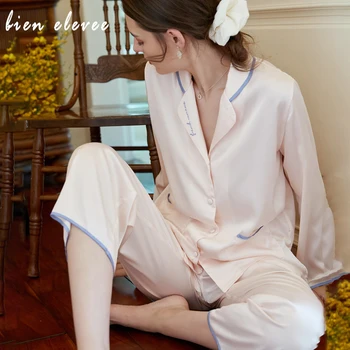 

Satin Pajamas Set Women Pajama Sleepwear Suit Spring Autumn Sleepwear Long Sleeve Nightwear for Ladies Pyjamas Trousers Homewear
