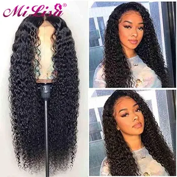 

30 Inch Wig Curly Human Hair Lace Front Human Hair Wig For Black Women Mi Lisa Remy Brazilian Hair PrePlucked 4x4 Closure Wig