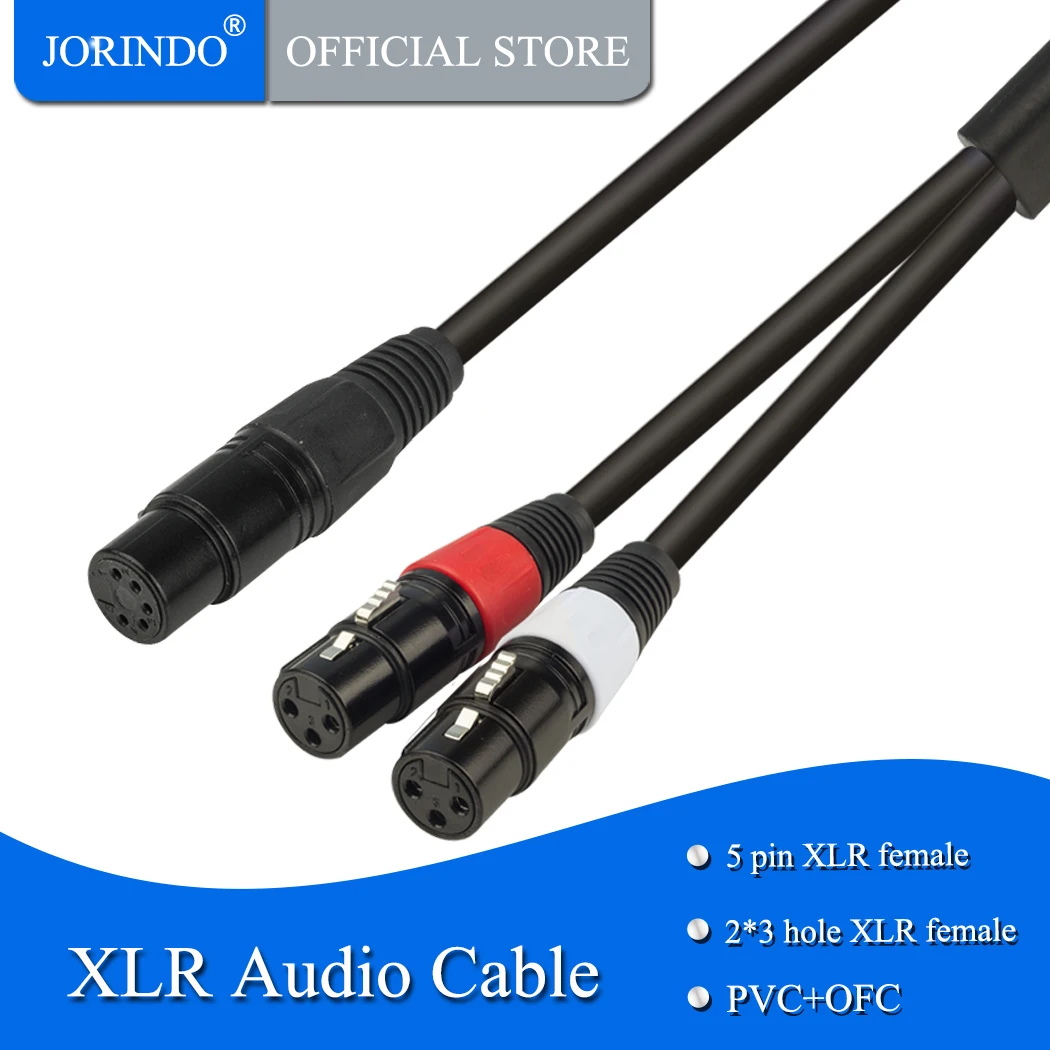 JORINDO 0.5M-1.64FT XLR 5-hole to 3-hole audio cable female 2 Microphone amplifier | Электроника