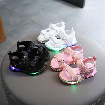 

Children's summer led luminous sandals boys and girls baby soft bottom non-slip open-toed beach shoes bright light toddler shoes