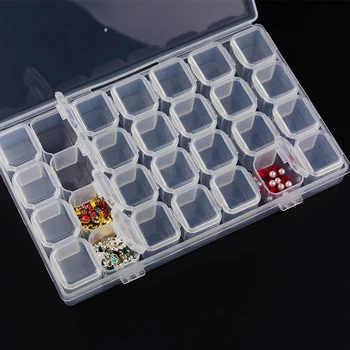 

28 Grids Separate Slots Empty Storage Box Grids Clear Nail Art Rhinestones Tools Jewelry Beads Display Storage Case Organizer