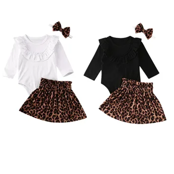 

Infant Baby Girls Clothes Ruffle Long Sleeve Romper Bodysuit Tops Leopard Tutu Skirt Outfits Set Toddler Girl Clothing 0-24M