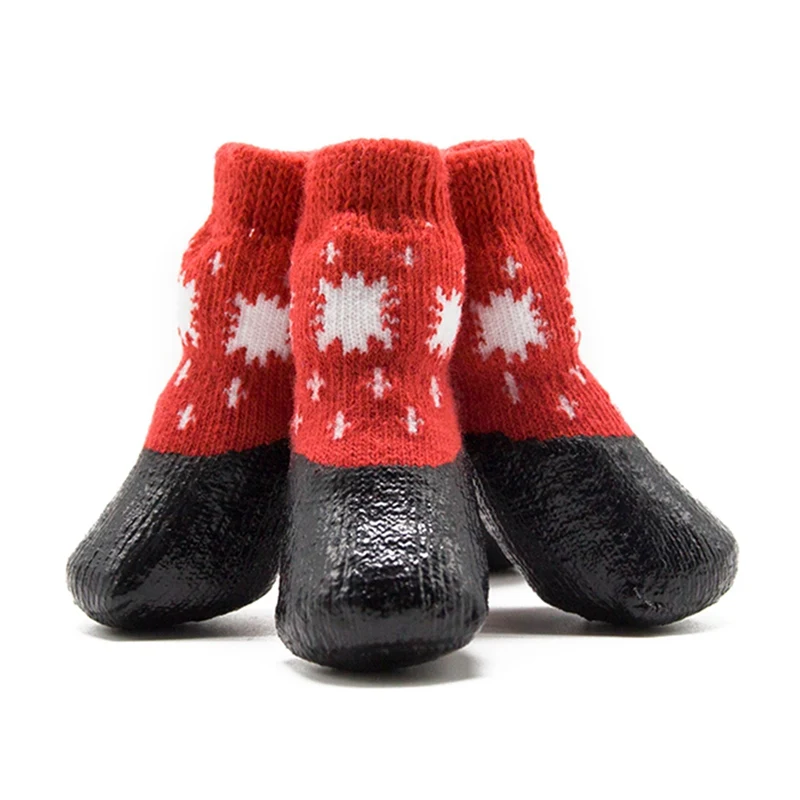 

0-6 Size Cotton Rubber Pet Dog Shoes Waterproof Non-slip Dog Rain Snow Boots Socks Footwear For Puppy Small Cats Dogs 4pcs/set