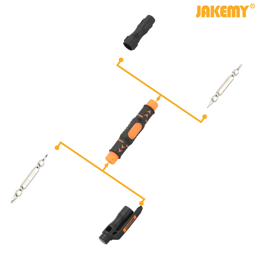 JAKEMY портативный 3 в 1 двойная головка биты ручка-отвертка с магнитным двухсторонним шлицем и крестовые биты DIY Набор инструментов для ремонта