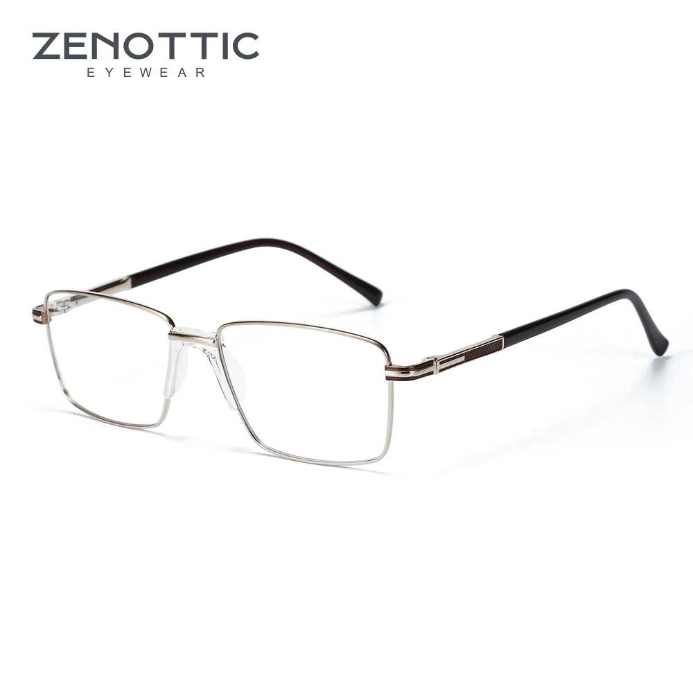 ZENOTTIC квадратные очки, оправа для мужчин, ультра-светильник, металлические оптические очки для близорукости, мужские Модные очки по рецепту, BT7094E - Цвет оправы: C01