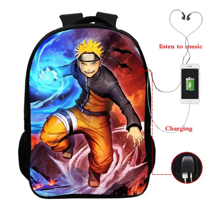 Аниме Наруто Sauke Itachi многофункциональные рюкзаки для подростков мальчиков и девочек зарядка через usb разъем для наушников школьные сумки Дорожная сумка - Цвет: 25