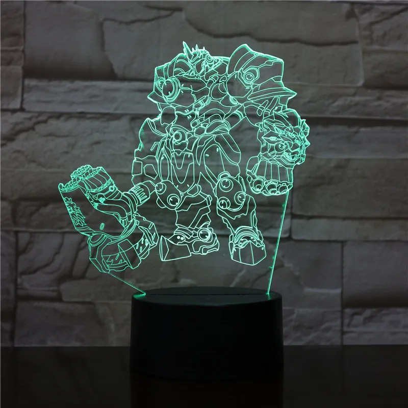 3d светодиодный Ночной светильник, лампа для игры Overwatch Hero Reinhardt Wilhelm, фигурка, подарок для ребенка, декор для детской спальни, Настольная 3d лампа