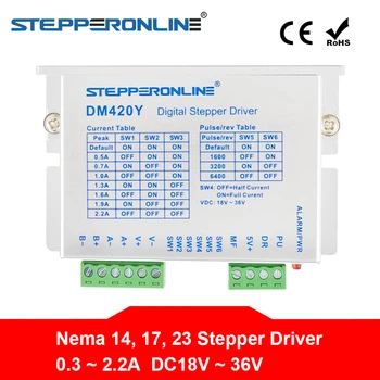 

Digital Stepper Motor Driver 0.3-2.2A DC18V~36V for Nema 14, 17, 23 Stepper Motor DM420Y