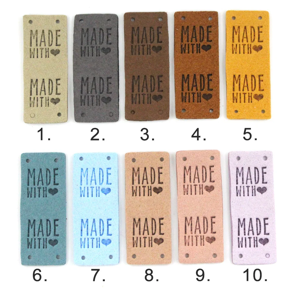 20Pcs Handmade Label Made With Love Labels Leather Tags For Clothes Sew Tags DIY Hand Made Jeans Bags Shoes Garment Accessories