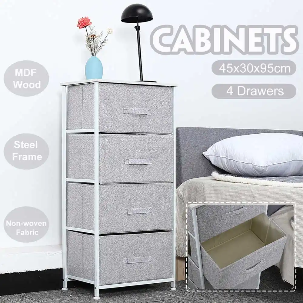 

5 Layer 4 Drawer Assembly Stainless Steel Storage Cabinet Non-woven Fabric Storage Rack Clothes Toy Organizer Bedroom Home Decor