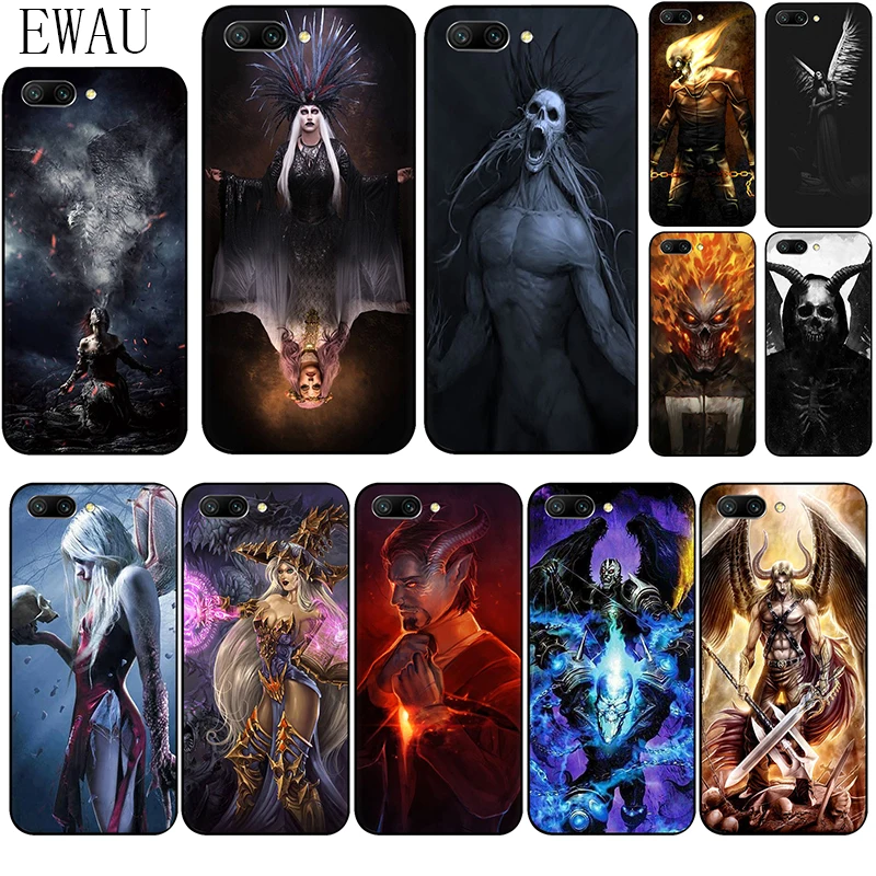

EWAU Angel Devil Ghost Silicone phone case for Huawei Honor 6A 7A Pro 7C 7X 8X 8C 8 9 Note 10 Lite view 20 9X Pro