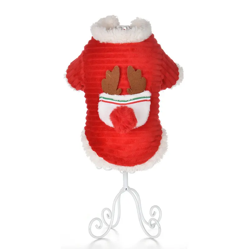 Рождественская Одежда для собак, Зимняя Теплая Флисовая Куртка для питомца, костюмы Санты для маленьких собак, кошек, чихуахуа, Мопсов, одежда