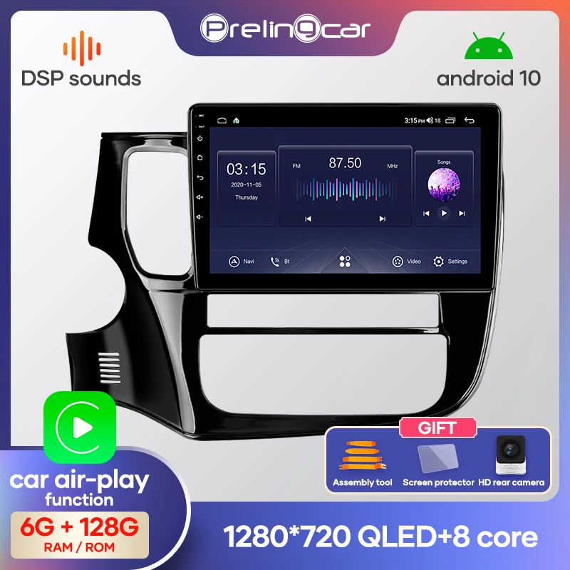 prelingcar для Мицубиси Аутлендер 3 авто магнитолы До 4G+64G Android 10 8-ЯДЕР DSP Навигация GPS