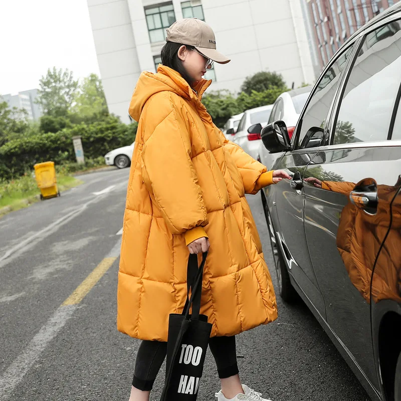 

2019 Winter Korean-style Bat Sleeve down Jacket Women's Loose-Fit Elegant Versatile Plus-sized Bread Cotton Coat Mid-length