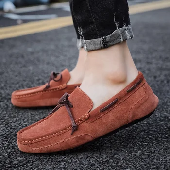 

Genuine Leather Men Casual Shoes slip on Luxury Brand Men Loafers outdoor fashion Moccasins Breathable Driving Shoes men