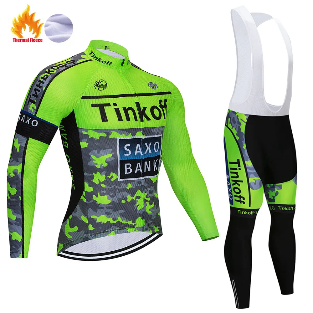 Зимняя Термальная Saxo bank Tinkoff Джерси Майо для велоспорта Invierno Ropa Ciclismo MTB с длинными рукавами, сохраняющая тепло одежда для велосипеда - Цвет: Winter suit