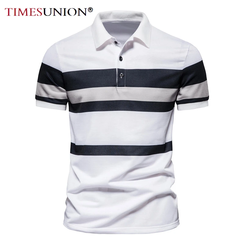 

Summer Fashion Polo Shirts for Men 2023 Colour Clash Stripes Short Sleeves Men's Shirt Lapels Breathable T Shirt for Men PL40