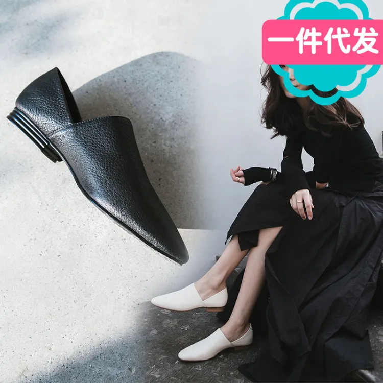 

2019 New Style WOMEN'S Shoes Genuine Leather Stepping Shoes Women's Lazy Korean-style Single Shoes Women's Flat Pointed Shoes So
