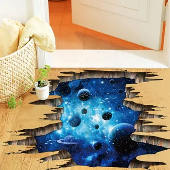 

New 3D Wall Sticker Deep Blue Series Galaxy Planet PVC Removable Kids Room Floor Decoration Balcony Ceiling Bathroom Decor