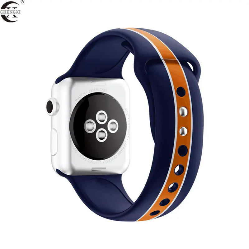 Ремешок для Apple Watch series 5 4 3 2 1 силиконовый ремешок для iWatch цветной мягкий сменный AW адаптер 38 40 42 44 мм аксессуары
