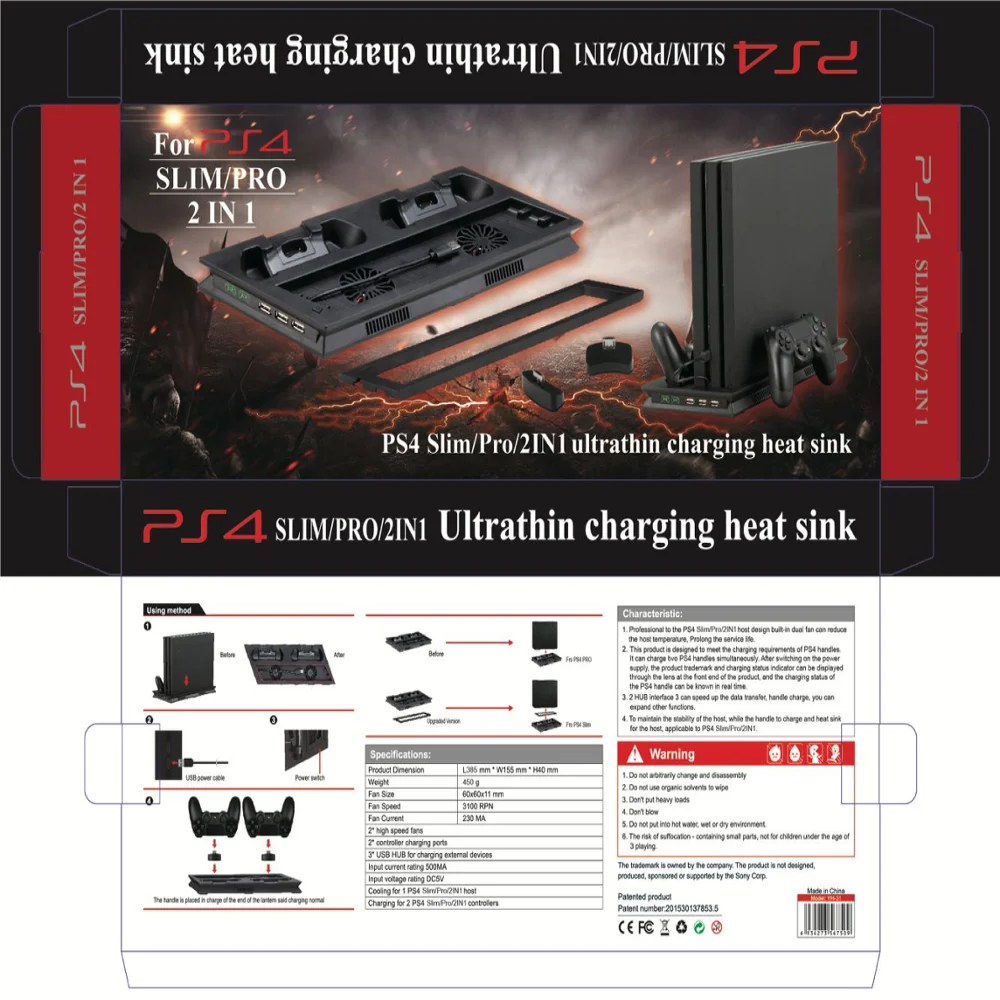 2 в 1 PS4 Slim/Pro Вертикальная охлаждающая подставка для зарядки P S4 Play станция 4 джойстик Зарядное устройство Док-станция для sony Playstation 4 Slim/Pro