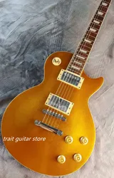 Guitare électrique de haute qualité, corps en acajou, touche en bois de rose, dorée et brillante, en stock, livraison éclair, livraison gratuite 