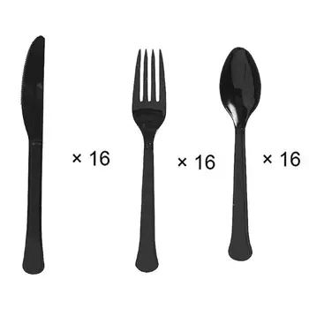 

60th 60th Birthday Party Supplies 114 Pcs – Serves 16, Includes Black and Gold Banner, Disposable Tablecloth, Knives, Spoons,