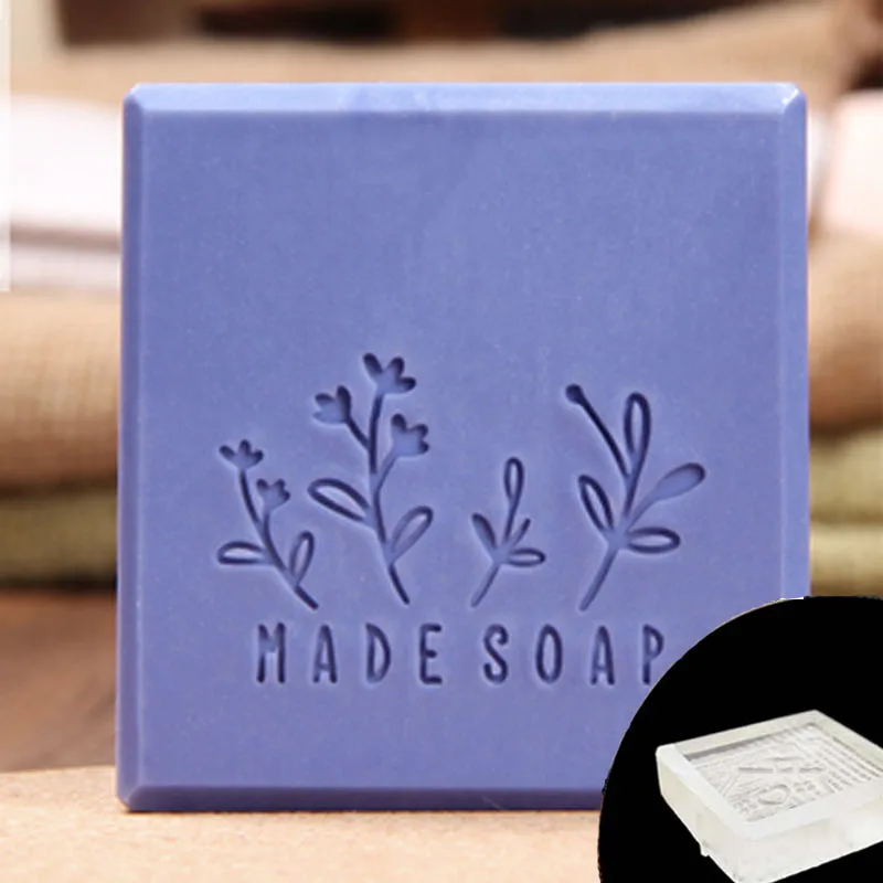 Handmade Letter Leaf Pattern Stamp, Home Cleaning Natural Seal with Handle, Acrylic Transparent Soap Stamp, DIY Making Chapter