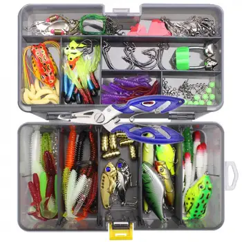 

160pcs/lot Fishing Lures Kit Mixed Hard Lures Soft Baits Crank Hooks Rolling Swivel Connector Fishing Accessories Set with Box