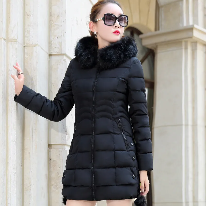 Faux Fur Parkas Women Down Jacket Plus Size Womens Parkas Thicken Outerwear Hooded Winter Coat Female Jacket Cotton Padded