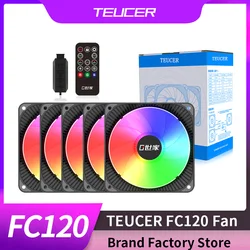 TEUCER – ventilateur de refroidissement pour PC, 120mm, ARGB, réglable, vitesse réglable, LED 12cm, Double Halo, pour boîtier d'ordinateur, synchronisation Aura 