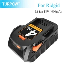 Turpow 18V 4000mAh Li-ion Rechargeable Battery For RIDGID R840083 R840085 R840086 R840087 Series AEG Power Tool Battery L30