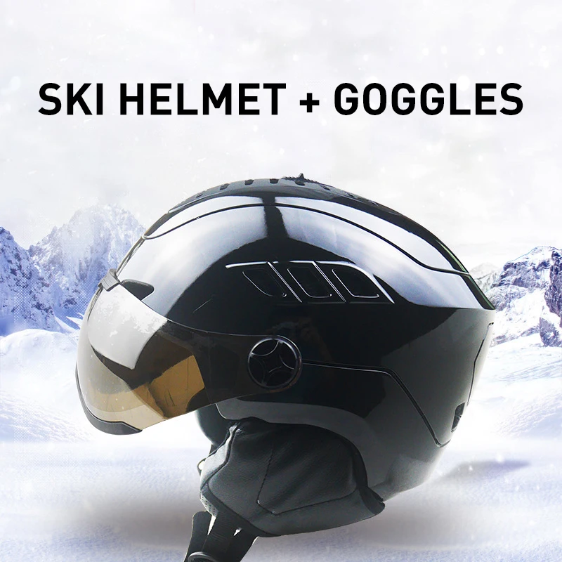 

Ski Helmet Outdoor Sports Equipment PC Case Ski Protection Anti-Fog Keep Warm Safety Gear Anti-Fog Lenses Ultralight Ski Helmet