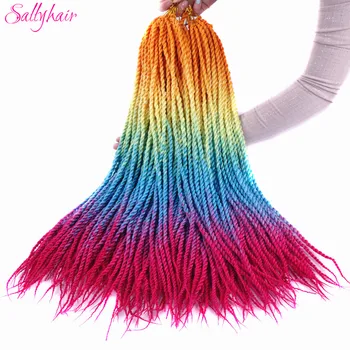 

Sallyhair 24inch 20 Strands Ombre Color Senegal Twist Braids Hair Extensions High Temperature Synthetic Crochet Braiding Hair