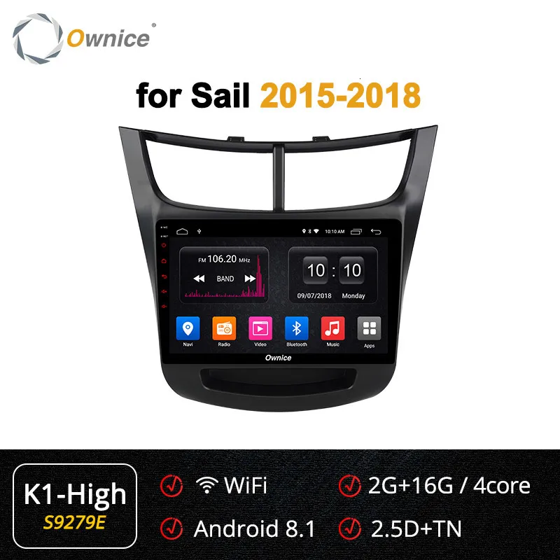 Ownice " Android 9,0 Автомобильный мультимедийный Gps навигатор для Chevrolet Sail Dvd ридер Авто Радио стерео - Цвет: S9279 K1-High