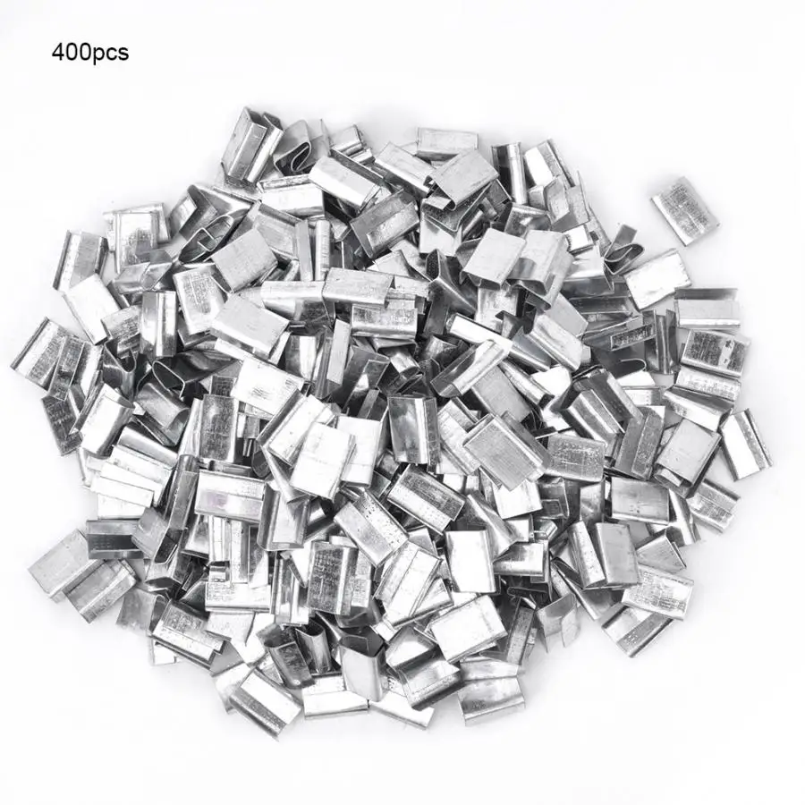 

400pcs Open Type Strapping Seals Galvanized Steel for 12-13mm Wide PET Strap