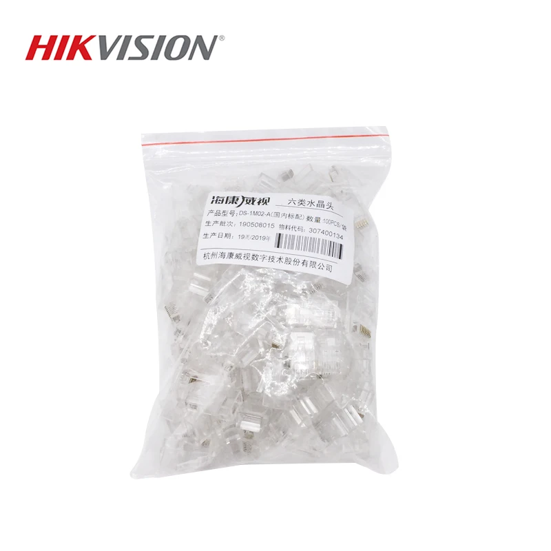 HIKVISION UTP CAT6 RJ45 разъем DS-1M02 с украшением в виде кристаллов 100 шт./кор. для ip-камер, подключаемых через сеть RJ45