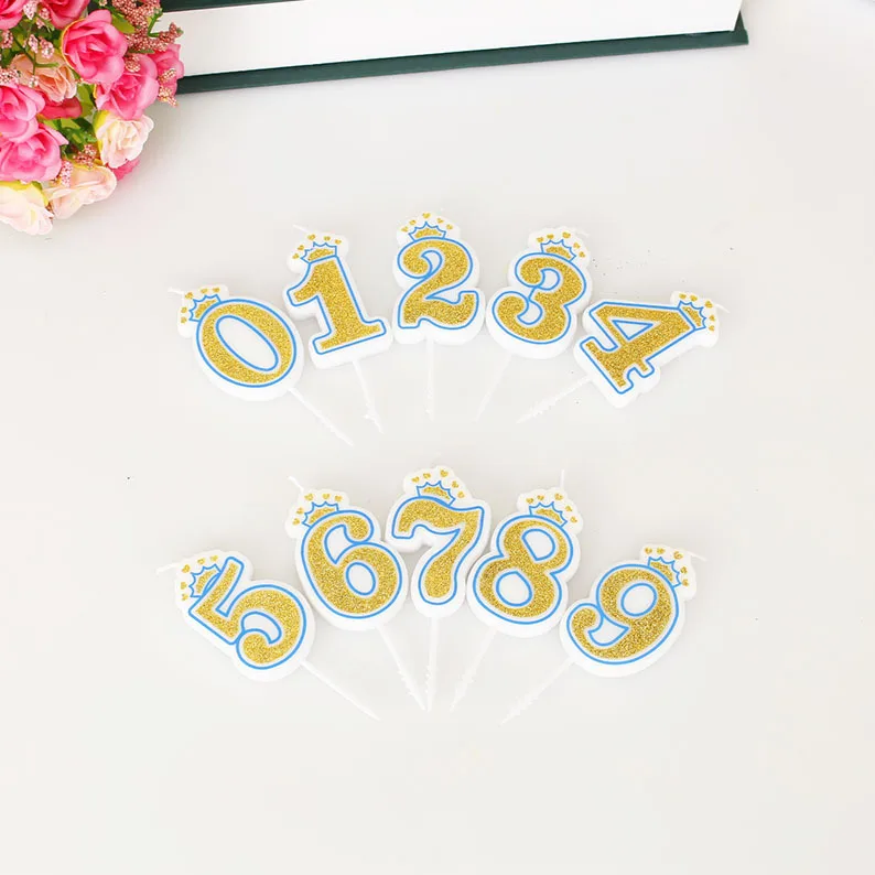 Creative Gold Pink/Blue Birthday Number Candles 0-9 for Kids Adult Girls Boys Birthday Party Candles Supplies Cake Decorations