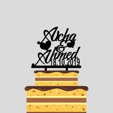 Персонализированные Mr и Mrs свадебный торт Топпер пользовательские пары имена, дата Топпер для свадебного юбилея украшения торта YC080