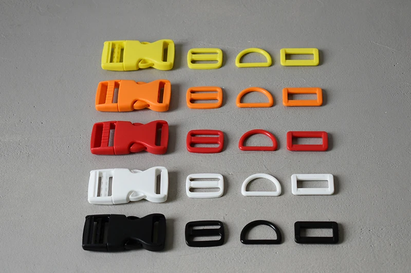 50 sets strong plastic side release buckle belt buckle D rings 25mm clip clasp straps bag luggage DIY dog cat collar accessories