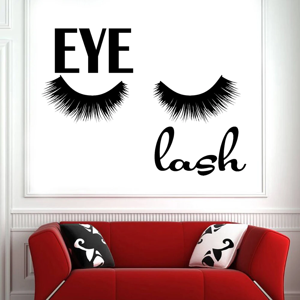 Girl False Eyelashes Vinyl Wall Decal Beauty Salon Makeup eyelash Wall