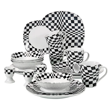 

VEWEET LOUISE 20-Piece Porcelain Ceramic Dinnerware Tableware Set with 4*Egg Cup,Mug,Dessert Plate,Bowl,Dinner Plate Set