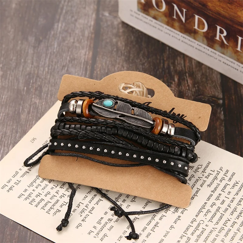 

17 IF Eye on the eye retro multi-layer leather bracelet men's classic rope chain charm bracelet men's jewelry gift