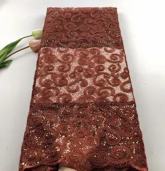 

Sequins Lace Fabric 2019 Latest African Tulle Lace Fabric High Quality Nigerian Sequins Lace Embroidered Wedding Fabri HSISE142