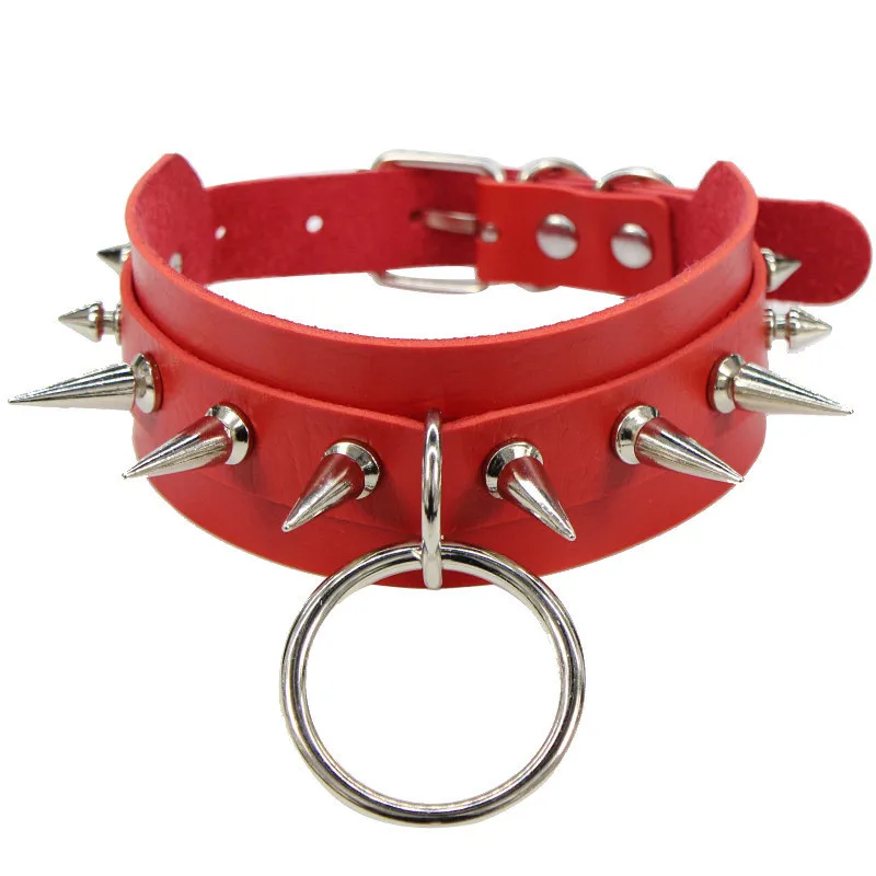 2024 Neue Damen Schwarzes Leder Choker Punk PU Leder Spike Halsband Nieten Halskette Gothic Schmuck 16