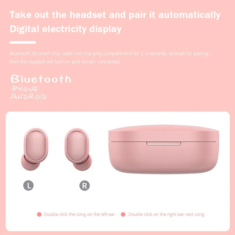 aztms new Bluetooth Earphone e6s LED Display Wireless Headsets with Mic Stereo Waterproof Mini In ear Earbuds for All smartphone