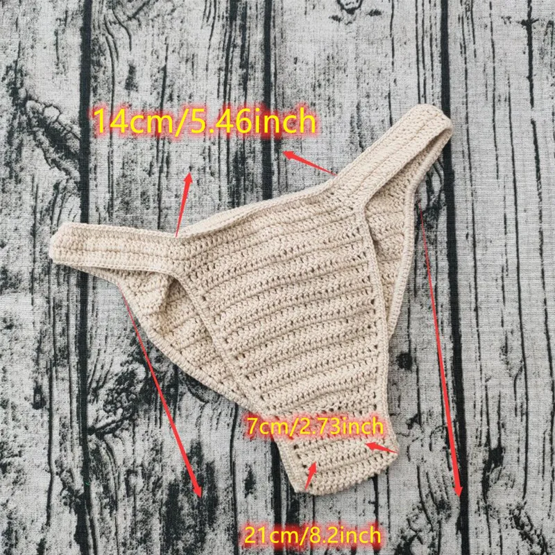 Hand Crochet Elasticity Men Thong String Underwear Lingerie