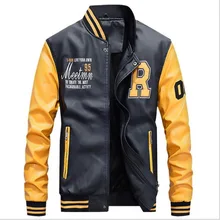VXO Men Pu Leather Jacket Men Baseball Jacket Embroidered Leather Pu Coats Slim Fit College Fleece Luxury Pilot Jackets Men